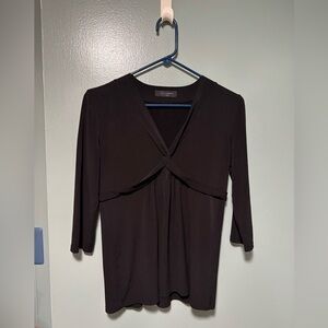 Y2K Vintage Context Ladies 3/4 Sleeve Black Top Sz. Medium Petite